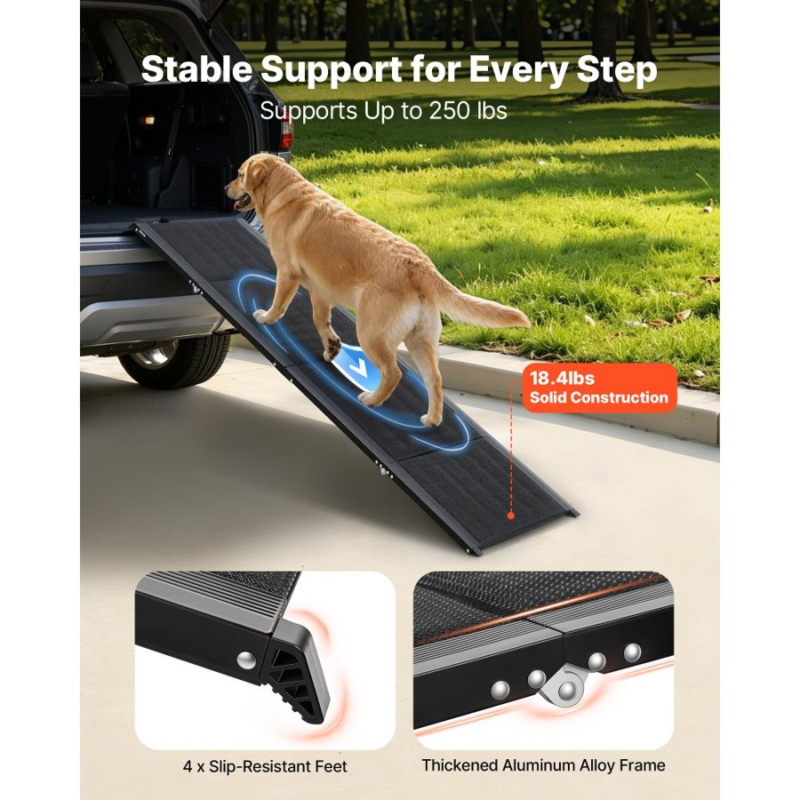 VEVOR Dog Ramp for Car – 71" L x 20" W, 250 lbs Load