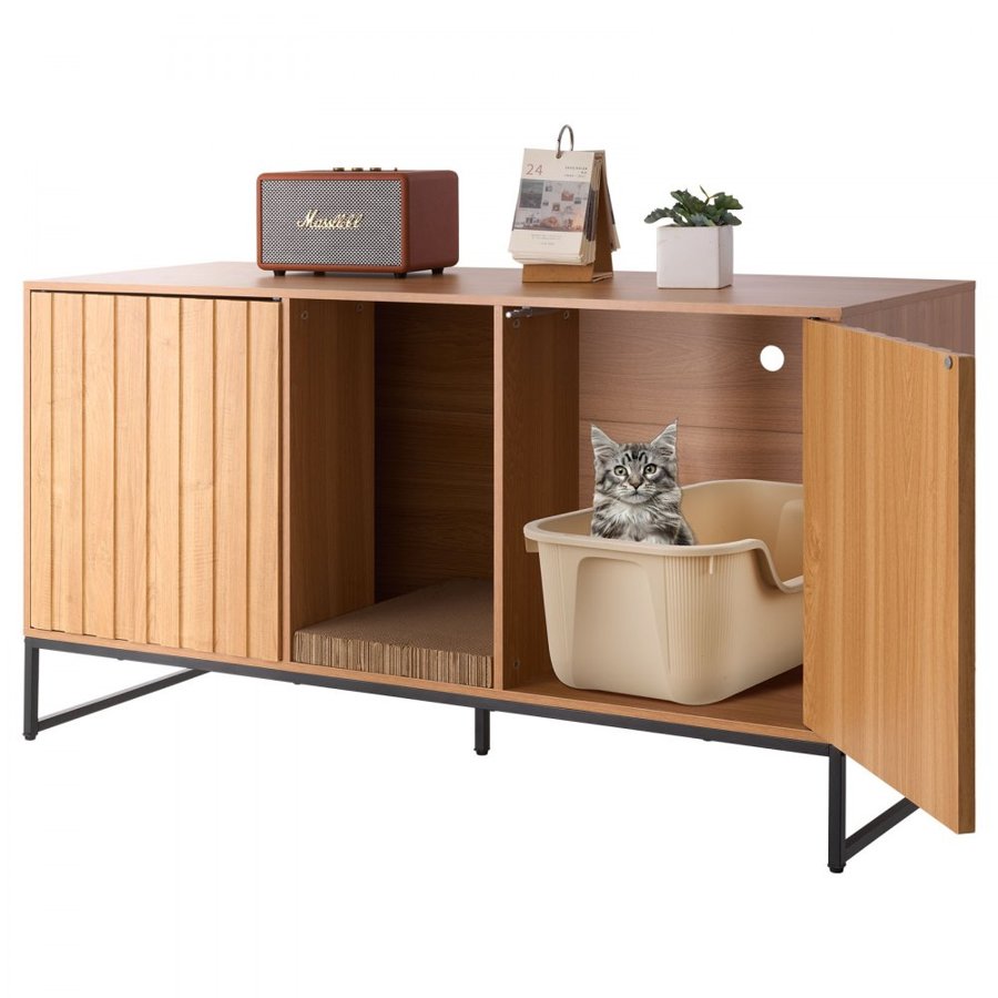VEVOR Wood Cat Litter Box Enclosure – 47.2 In Cabinet