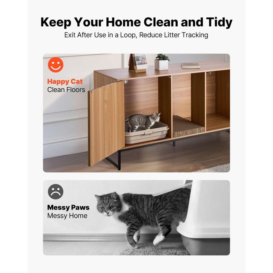 VEVOR Wood Cat Litter Box Enclosure – 47.2 In Cabinet