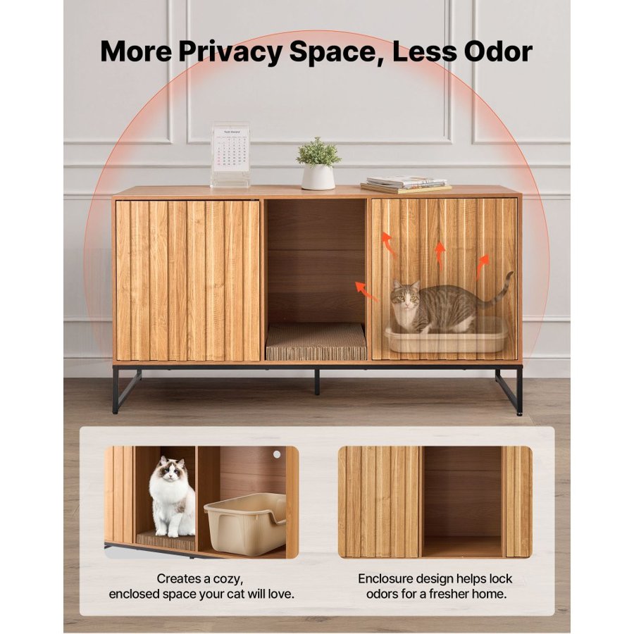 VEVOR Wood Cat Litter Box Enclosure – 47.2 In Cabinet