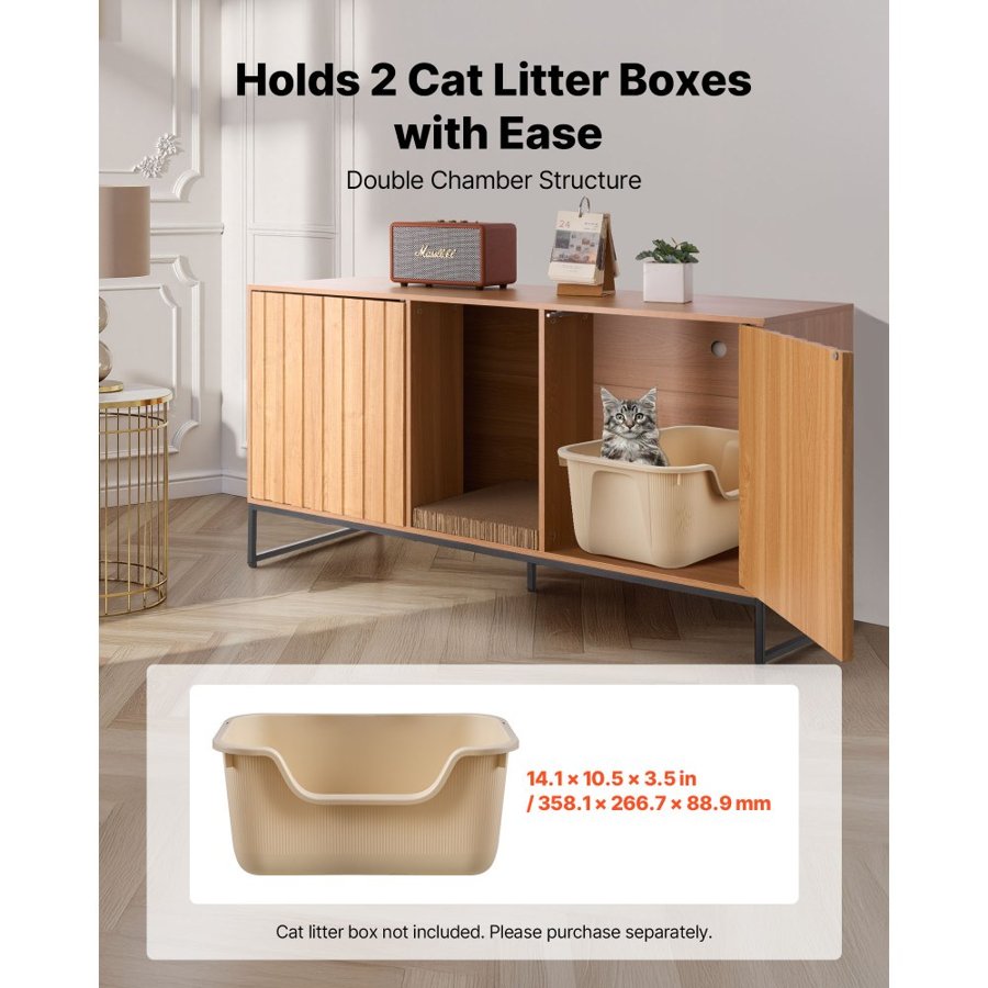 VEVOR Wood Cat Litter Box Enclosure – 47.2 In Cabinet