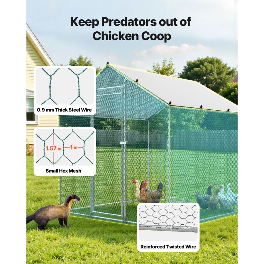 VEVOR Chicken Coop Walk in Run - 6.56x6.56x6.56ft / 2x2x2m