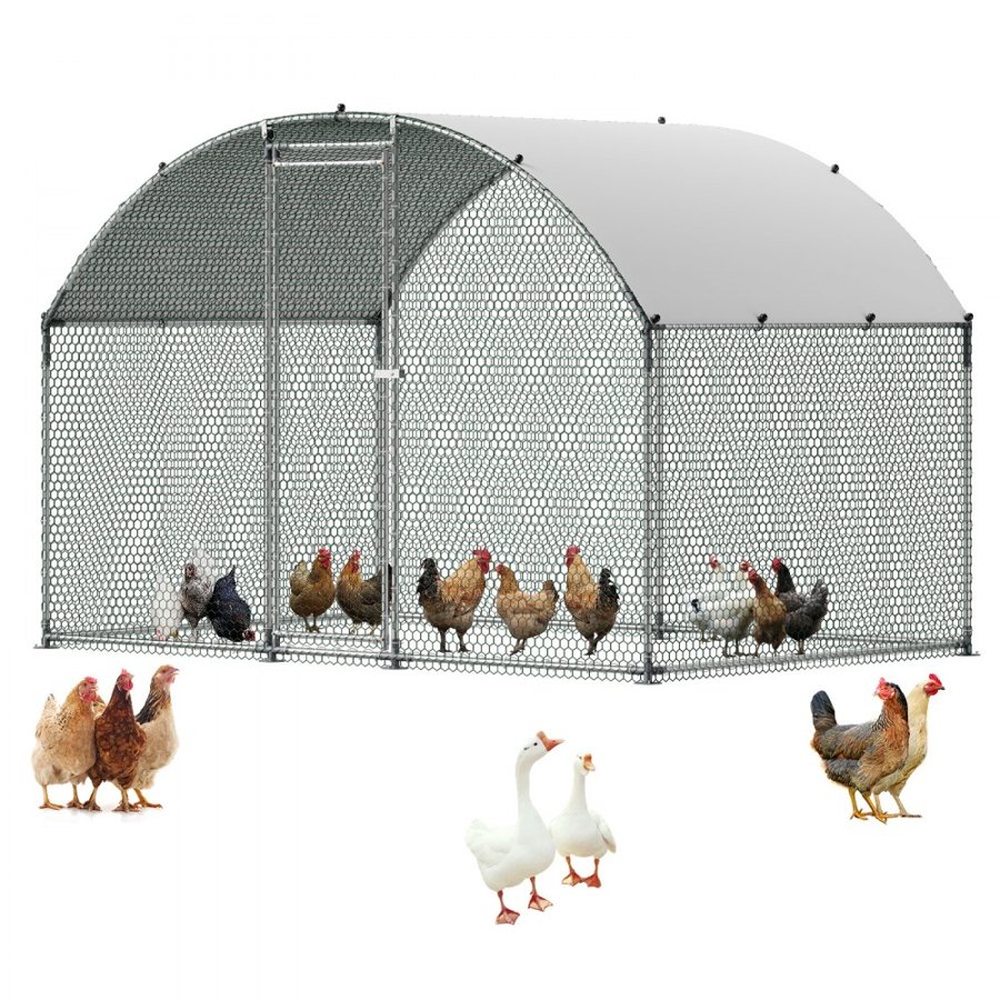 VEVOR Metal Chicken Coop Run – 9.8×6.5×6.5 Ft Walk-In Pen