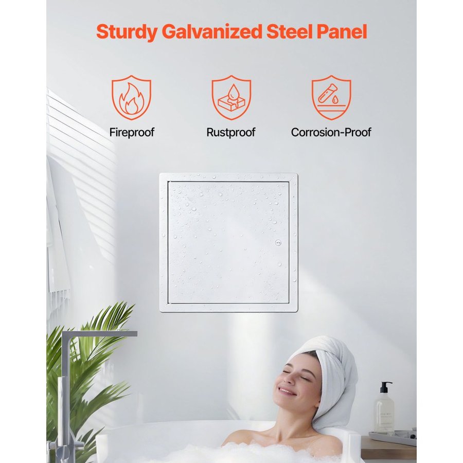 VEVOR Access Panel for Drywall, 34x34 cm Galvanized Steel Access Door, Easy Install Hinged Service Panel with Screwdriver Latch, for Ceiling Plumbing Electrical, 32x32 cm Cutout Size White