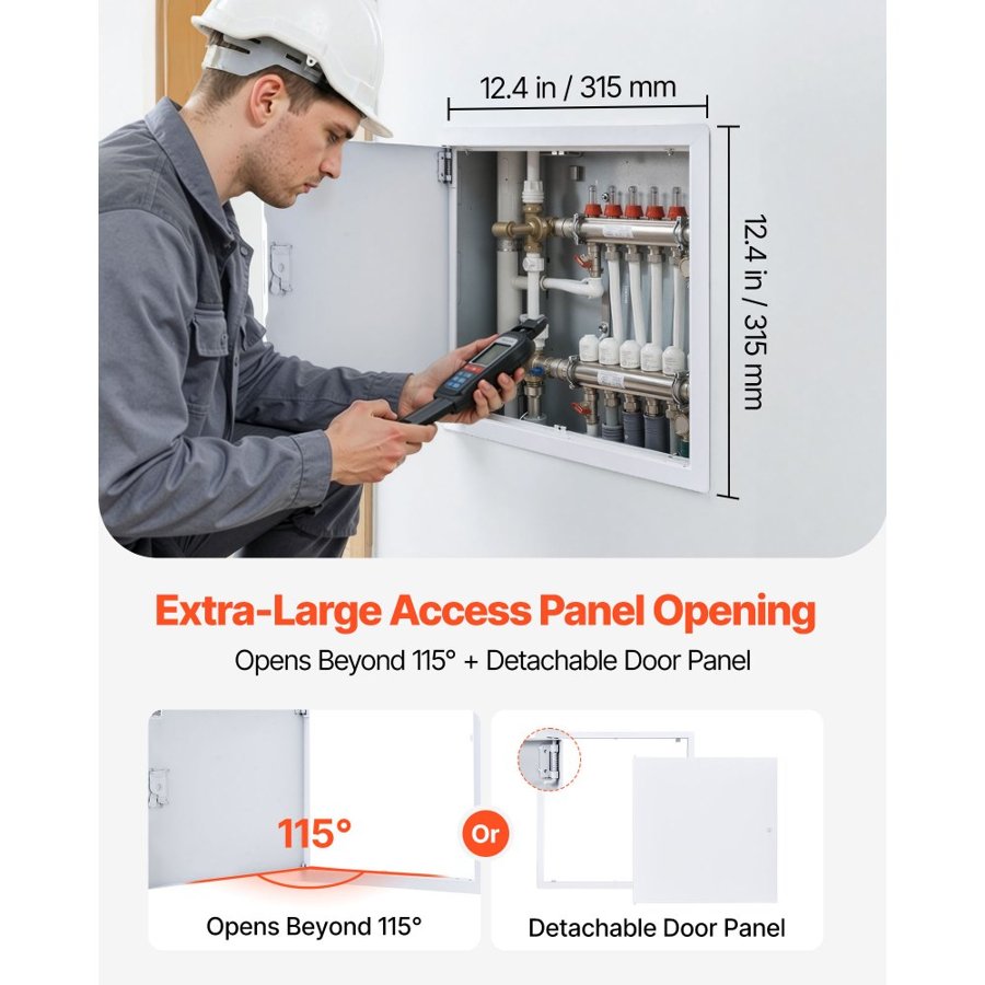 VEVOR Access Panel for Drywall, 34x34 cm Galvanized Steel Access Door, Easy Install Hinged Service Panel with Screwdriver Latch, for Ceiling Plumbing Electrical, 32x32 cm Cutout Size White