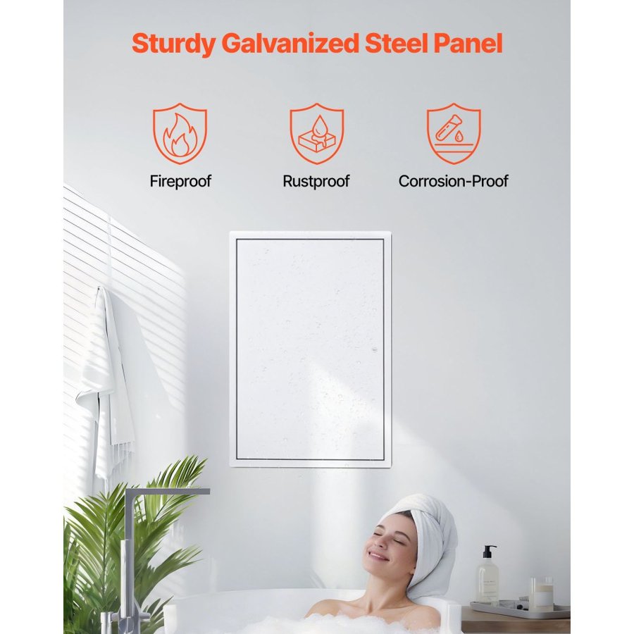 VEVOR Access Panel for Drywall, 64x44 cm Galvanized Steel Access Door, Easy Install Hinged Service Panel with Screwdriver Latch, for Ceiling Plumbing Electrical, 42x62 cm Cutout Size White