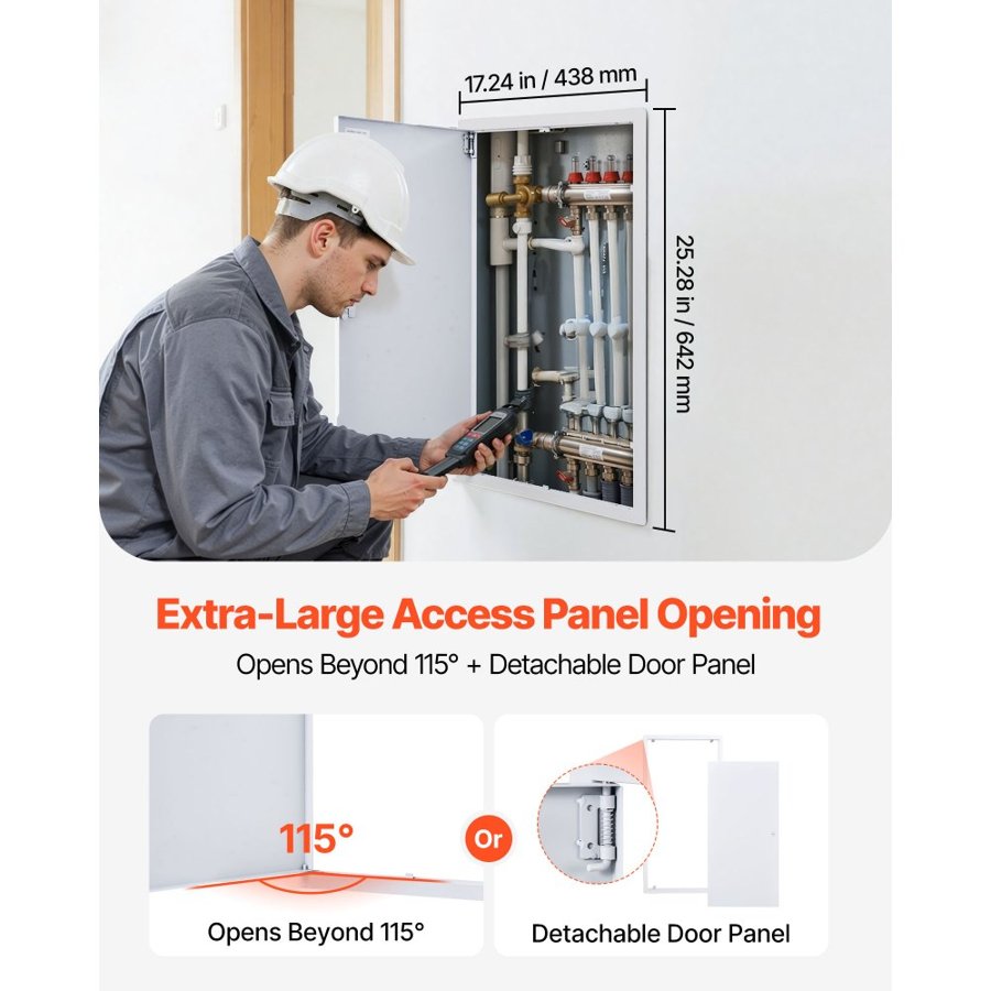 VEVOR Access Panel for Drywall, 64x44 cm Galvanized Steel Access Door, Easy Install Hinged Service Panel with Screwdriver Latch, for Ceiling Plumbing Electrical, 42x62 cm Cutout Size White