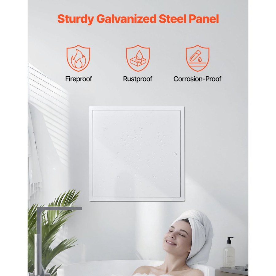 VEVOR Access Panel for Drywall, 49x49 cm Galvanized Steel Access Door, Easy Install Hinged Service Panel with Screwdriver Latch, for Ceiling Plumbing Electrical, 47x47 cm Cutout Size White