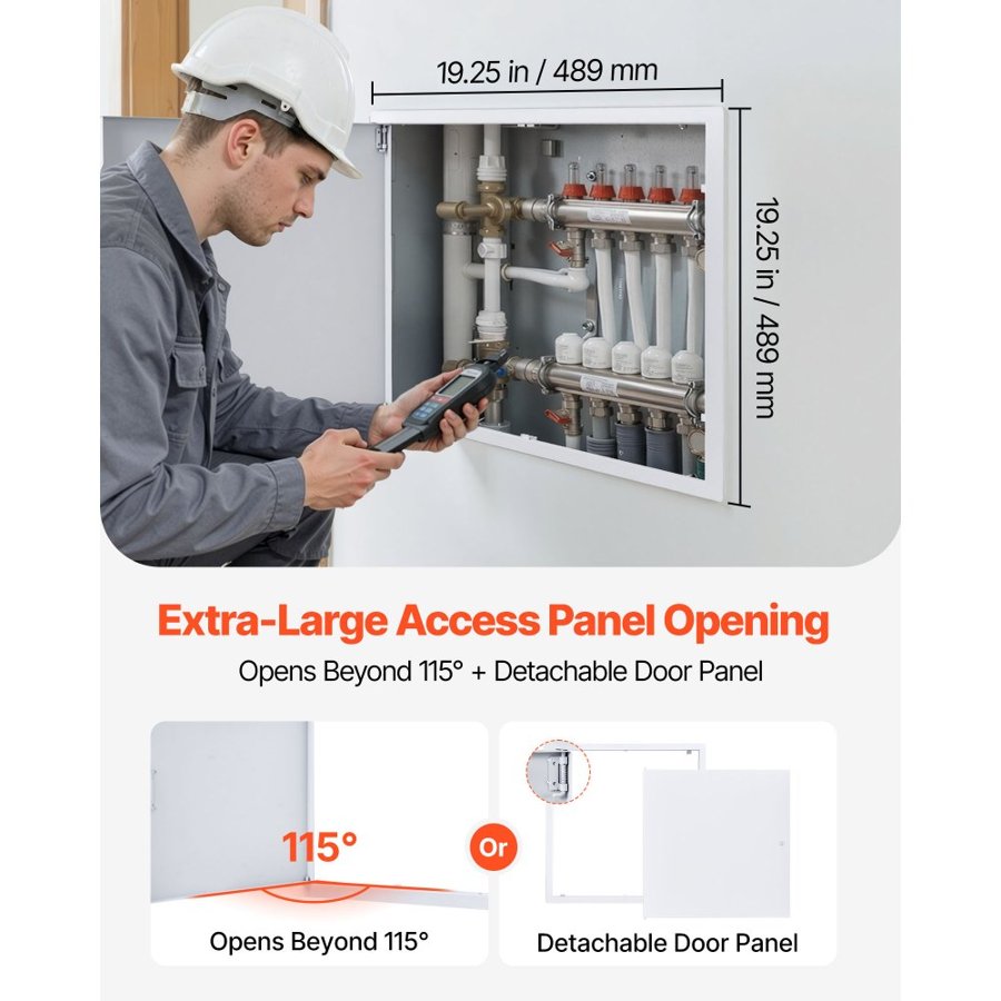 VEVOR Access Panel for Drywall, 49x49 cm Galvanized Steel Access Door, Easy Install Hinged Service Panel with Screwdriver Latch, for Ceiling Plumbing Electrical, 47x47 cm Cutout Size White