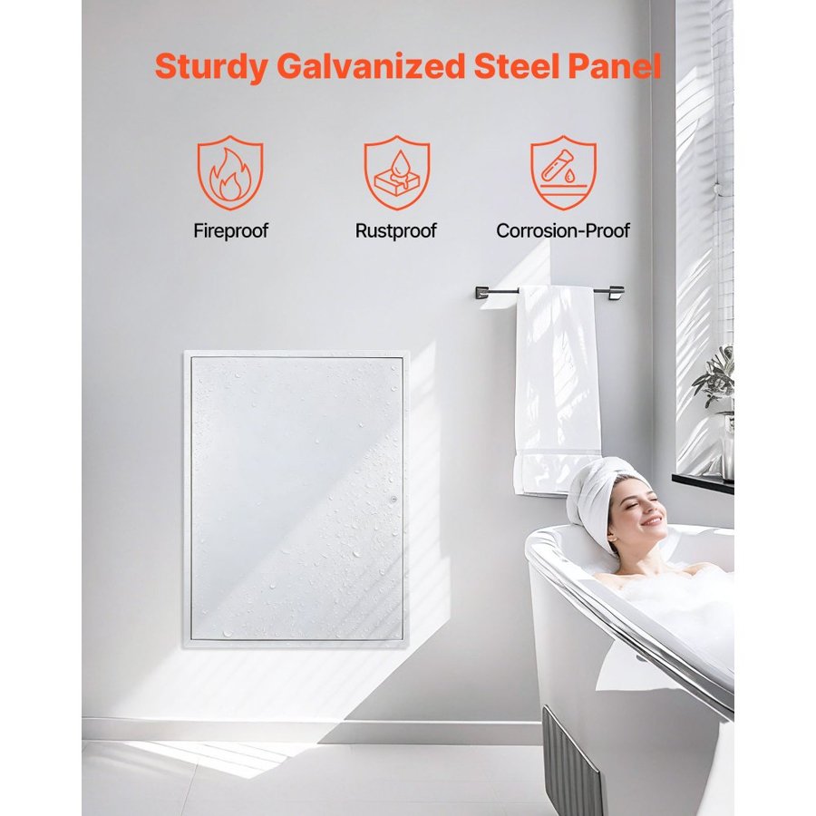 VEVOR Access Panel for Drywall, 84x64 cm Galvanized Steel Access Door, Easy Install Hinged Service Panel with Screwdriver Latch, for Ceiling Plumbing Electrical, 62x82 cm Cutout Size White
