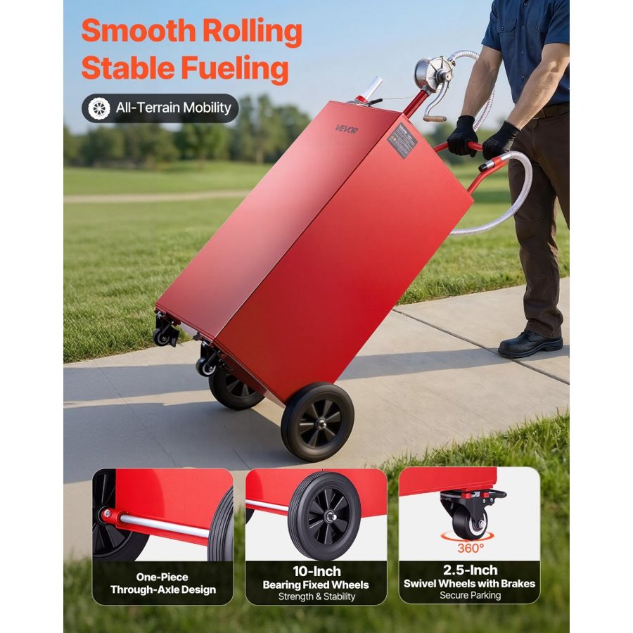 VEVOR Steel Gas Caddy – 189.3 L, Bi-Directional Hand Pump