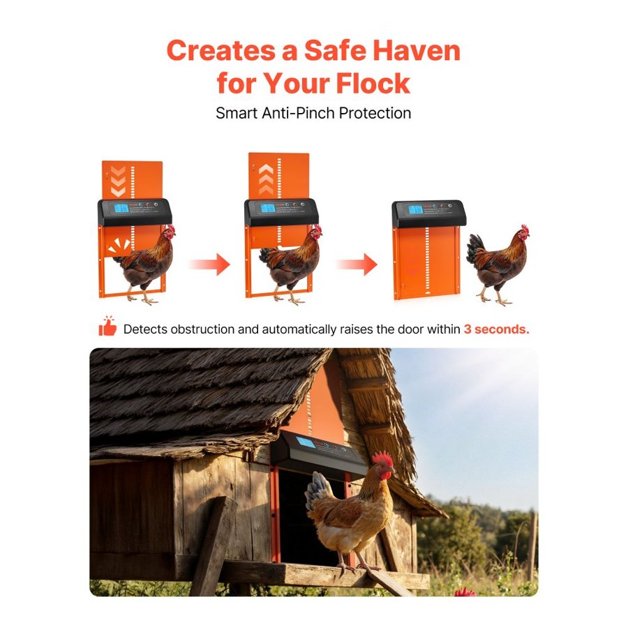 VEVOR Battery Powered Chicken Coop Door - 3 AA Batteries