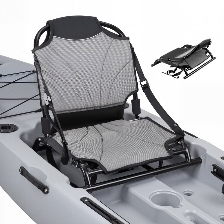 VEVOR Kayak Seat, 1 Pack 1.3" Raised Height, Universal Foldable Canoe Seat with Adjustable Back Support, Adjustable Straps, and Aluminum Alloy Frame for Sit-on-Top/Fishing/Inflatable Kayaks & Canoes