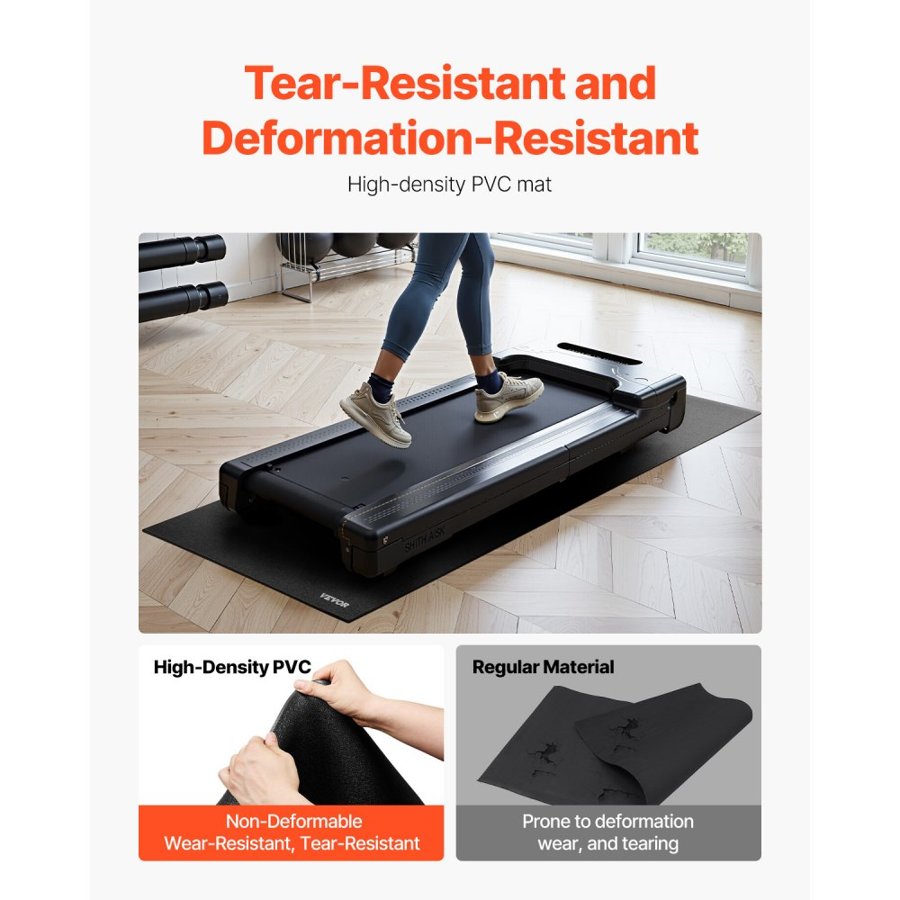VEVOR Treadmill Mat for Carpet Floor, 6 mm Thick, 915x1980 mm Exercise Equipment Mat for Treadmills, Elliptical, Rowing Machine, High Density PVC Floor Protector, Waterproof and Non-slip for Home Gym