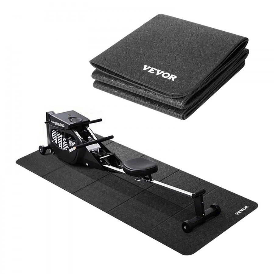 VEVOR Foldable Walking Pad Treadmill Mat, 6 mm Thick, 610x1730 mm Exercise Equipment Mat for Elliptical on Carpet Hardwood Floor, High Density PVC Floor Protector, Waterproof and Non-slip for Home Gym