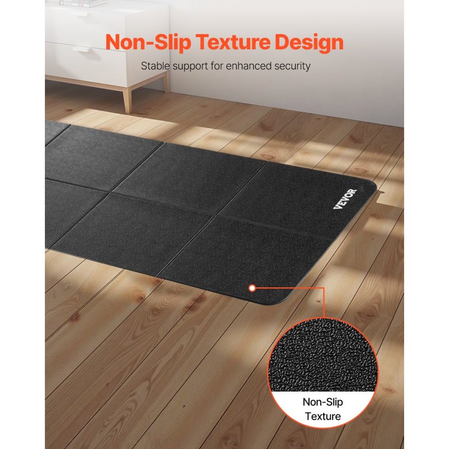VEVOR Foldable Walking Pad Treadmill Mat, 6 mm Thick, 610x1730 mm Exercise Equipment Mat for Elliptical on Carpet Hardwood Floor, High Density PVC Floor Protector, Waterproof and Non-slip for Home Gym