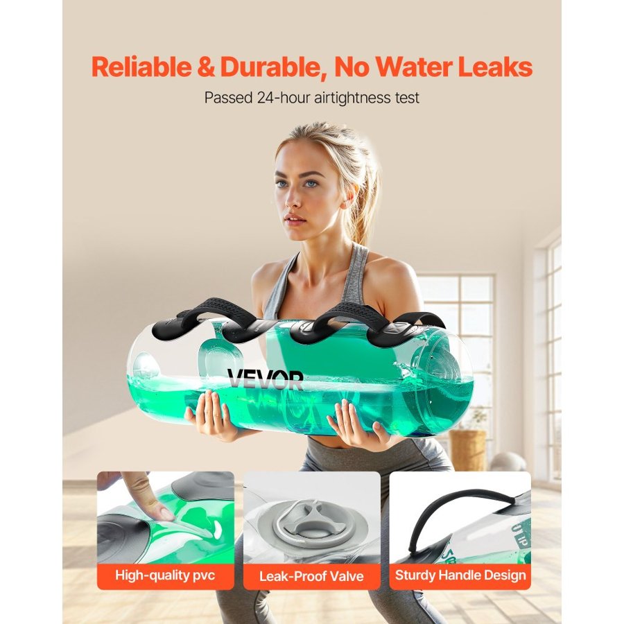 VEVOR Water Weights Aqua Bag, Large Aqua Bags for Workout, 22.68 kg Adjustable Portable Stability Fitness & Full Body Exercise Equipment, for Strength Core and Balance Training, Home Gym Exercise