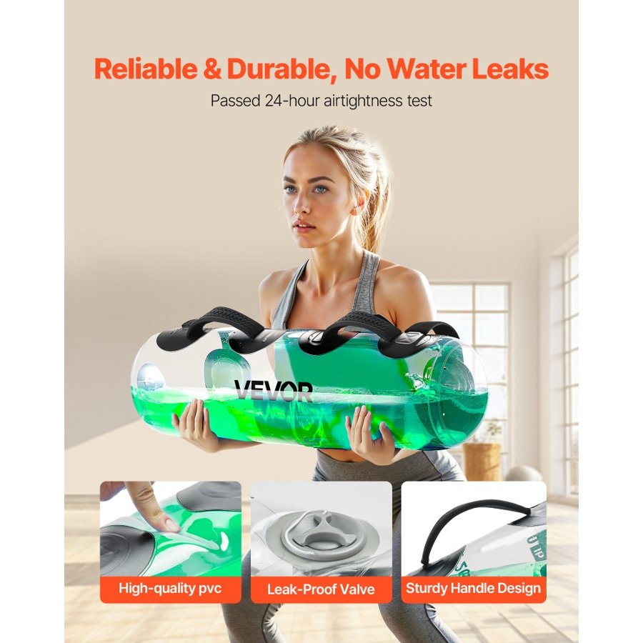 VEVOR Water Weights Aqua Bag, Large Aqua Bags for Workout, 31.75 kg Adjustable Portable Stability Fitness & Full Body Exercise Equipment, for Strength Core and Balance Training, Home Gym Exercise