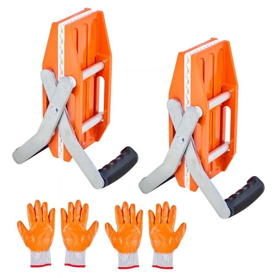 VEVOR Double Handed Stone Carrying Clamps, 299 kg Load Capacity, 2 Pack Granite Panel Carriers Lifting Tools with Rubber-lined (0-60 mm), Heavy Duty lifting Clamps for Plywood, Glass, Granite