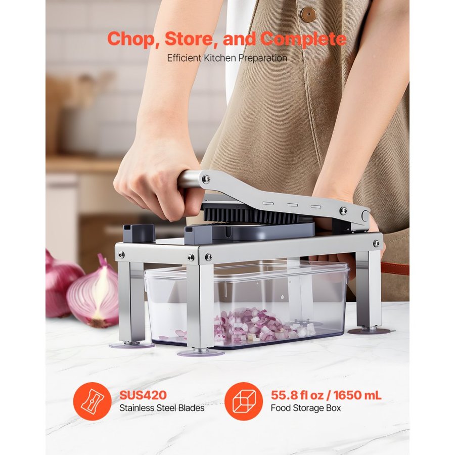 VEVOR Vegetable Chopper Mandoline Slicer, All-in-1 Food Veggie Cutter with 8 Stainless Steel Blades, Cheese Grater Onion Potato Salad Dicer with Container,Kitchen Gadgets&Essentials Home Appliances