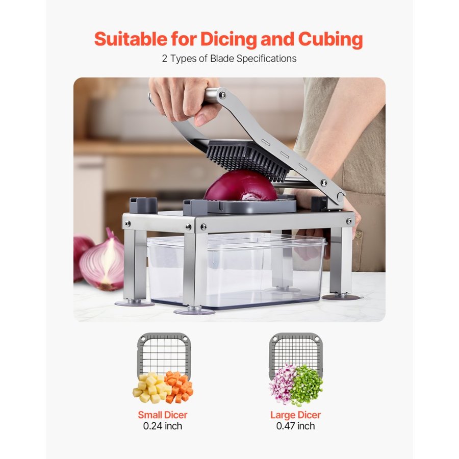 VEVOR Vegetable Chopper Mandoline Slicer, All-in-1 Food Veggie Cutter with 8 Stainless Steel Blades, Cheese Grater Onion Potato Salad Dicer with Container,Kitchen Gadgets&Essentials Home Appliances