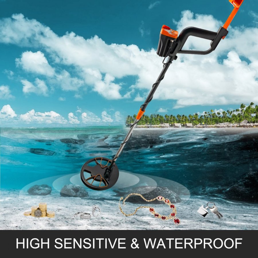 VEVOR Yellow Metal Detector 3010 Waterproof Disc Metal detectors Underwater Underground High Accuracy LCD Display Metal Detector for Adults and Children Headphone Automatic Detector