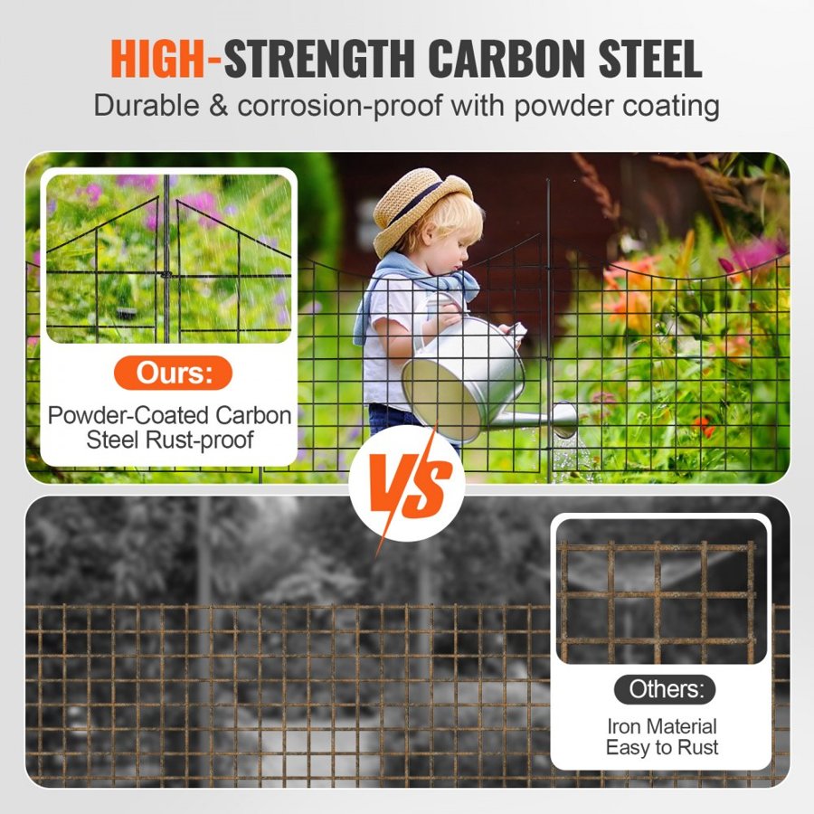 VEVOR Garden Fence, No Dig Fence 93 (H) x 75 cm (L) Animal Barrier Fence, Underground Decorative Garden Fencing with 16 cm Spike Spacing, Metal Dog Fence for the Yard and Outdoor Patio, 5 Pack