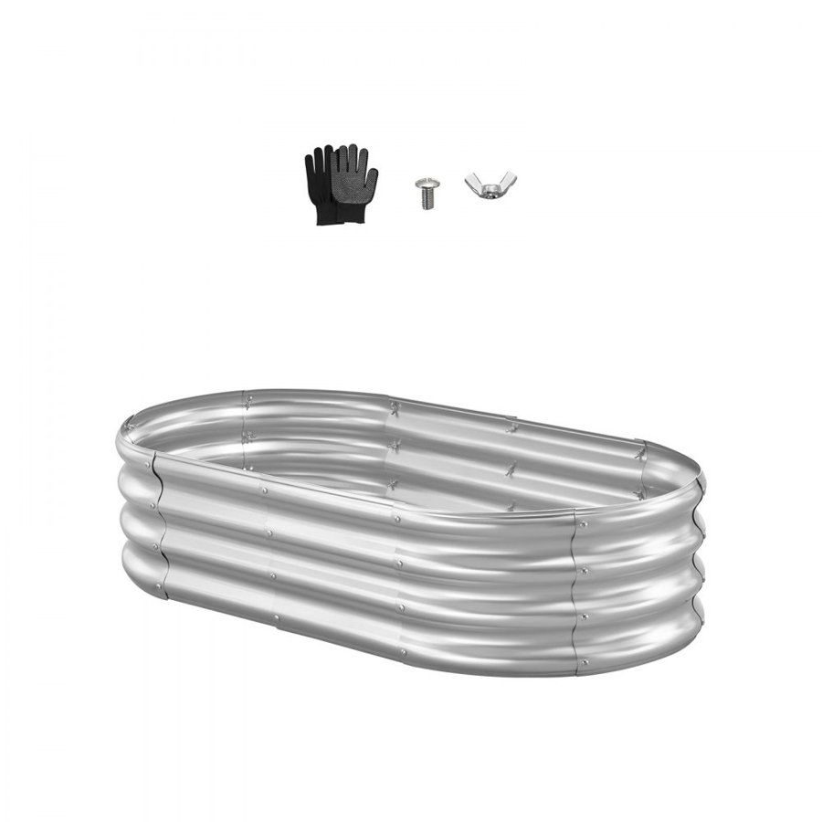 VEVOR Oval Metal Raised Garden Bed – 4x2x1ft, 0.4mm, 8.2lbs