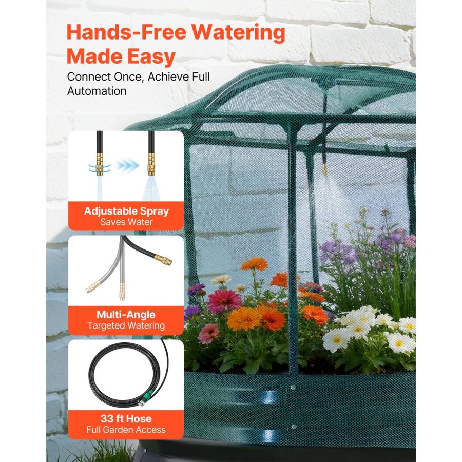 VEVOR Galvanized Raised Garden Bed, 1800 x 900 x 300 mm, with Self Watering System and Mesh Cover, Oval Metal Planter Box Outdoor, Rustproof Alu-Zinc, for Planting Flowers Fruits Vegetables, Dark Gray