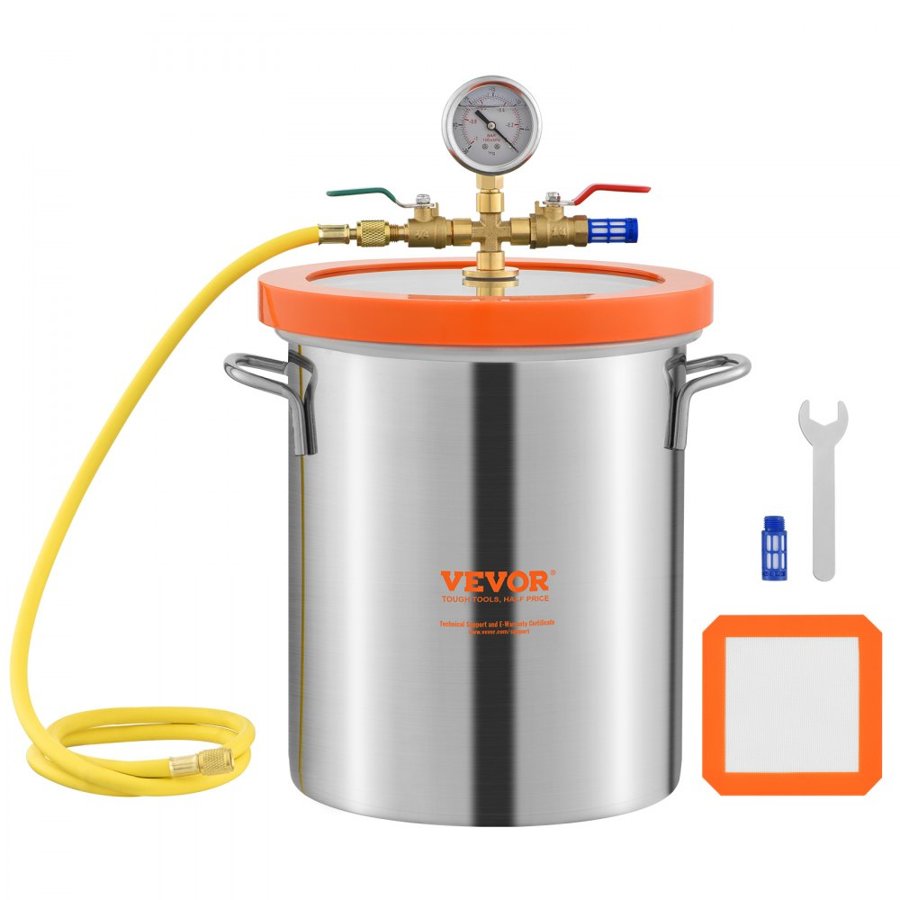 VEVOR Vacuum Chamber Tempered Glass Lid Vacuum 18.9L Degassing Chamber Silicone