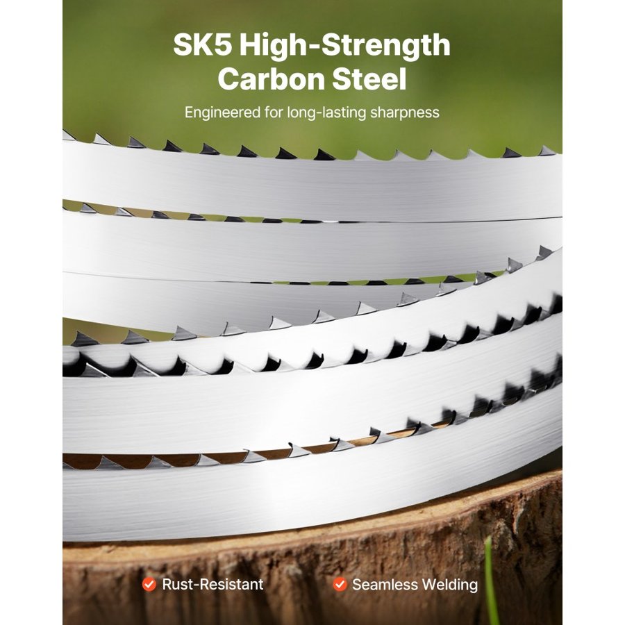 VEVOR Bandsaw Blade, 1832 mm Length, 4 TPI Band Saw Blade with 18 HRC Hardened Sharp Teeth, SK5 High-Strength Carbon Steel, 12.7 mm Width, Replacement for Major Woodworking Band Saw Brands, 1 Pack