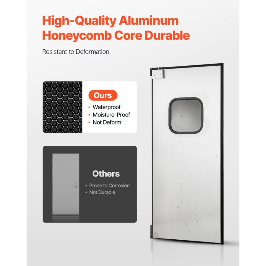 VEVOR Traffic Swing Door, Single Panel Fits Door Opening 91.4 x 213.4 cm, Stainless Steel Commercial Swinging Doors with Hardware & Accessories, Ideal for Residential Use, Durable & Easy to Install