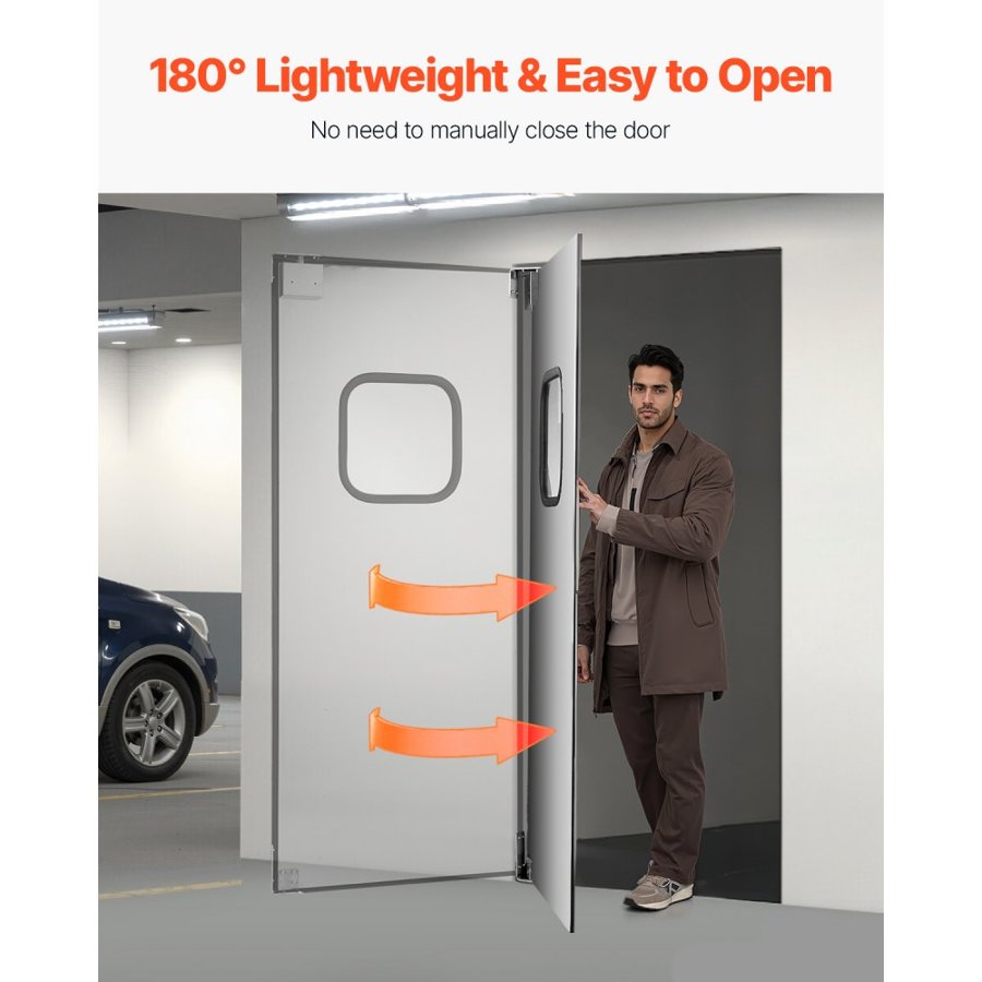 VEVOR Traffic Swing Door, Single Panel Fits Door Opening 91.4 x 213.4 cm, Stainless Steel Commercial Swinging Doors with Hardware & Accessories, Ideal for Residential Use, Durable & Easy to Install