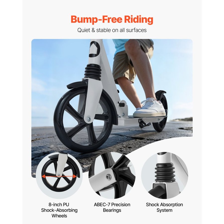VEVOR Kick Scooter for Teens – 220 lbs Capacity, 8" Wheels