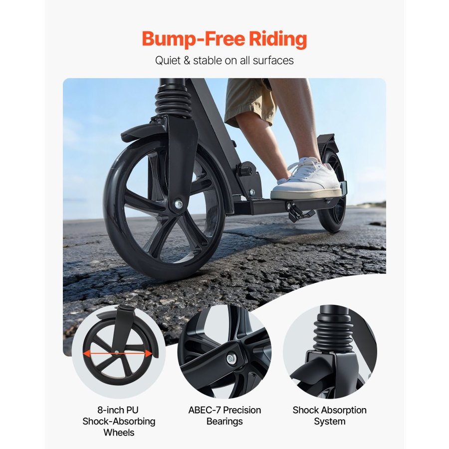 VEVOR Childrens 2 Wheel Scooter – Adjustable Height, 220 lbs