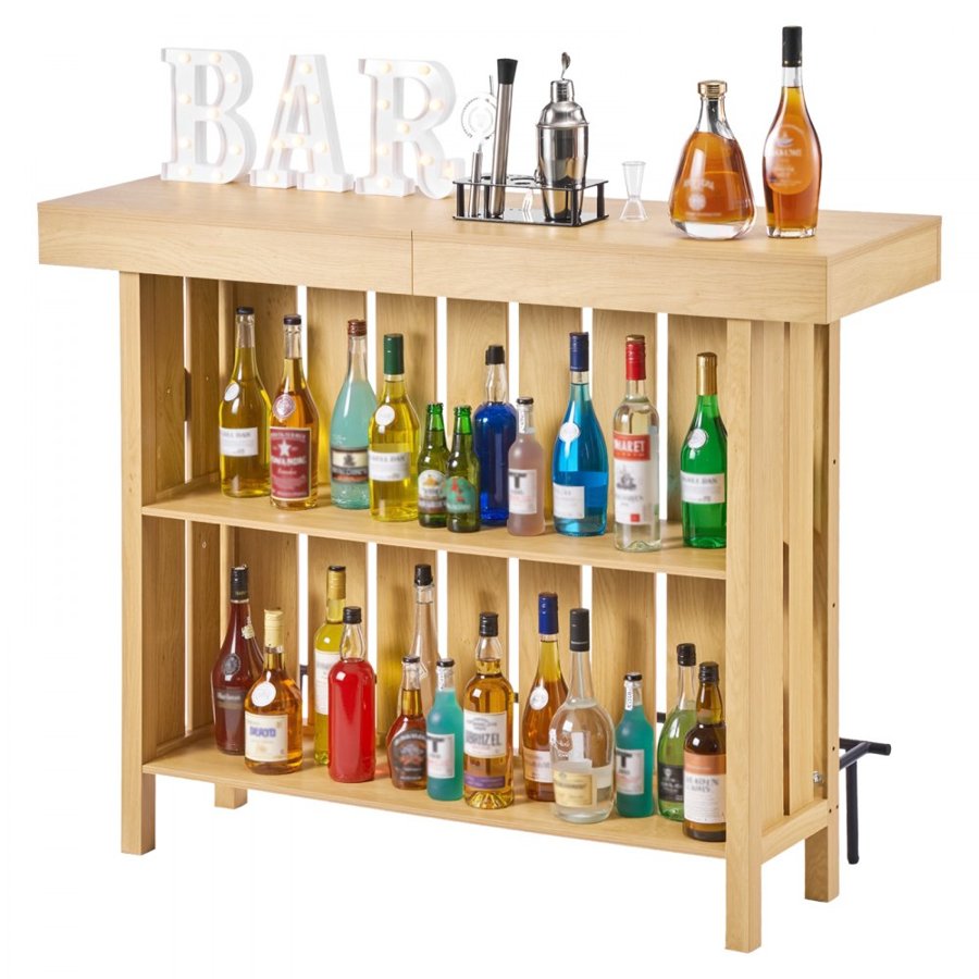 VEVOR Bar Unit for Home – 55" Straight, Footrest, Opener Box