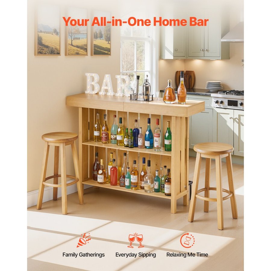 VEVOR Bar Unit for Home – 55" Straight, Footrest, Opener Box
