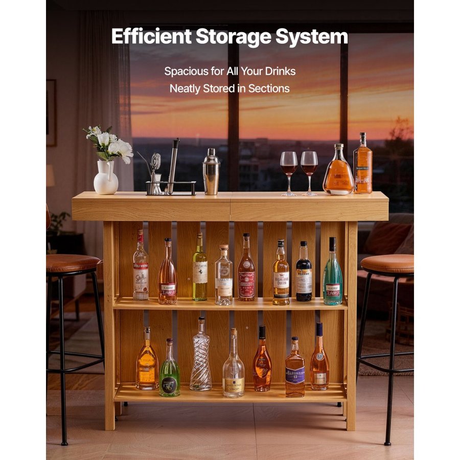 VEVOR Bar Unit for Home – 55" Straight, Footrest, Opener Box