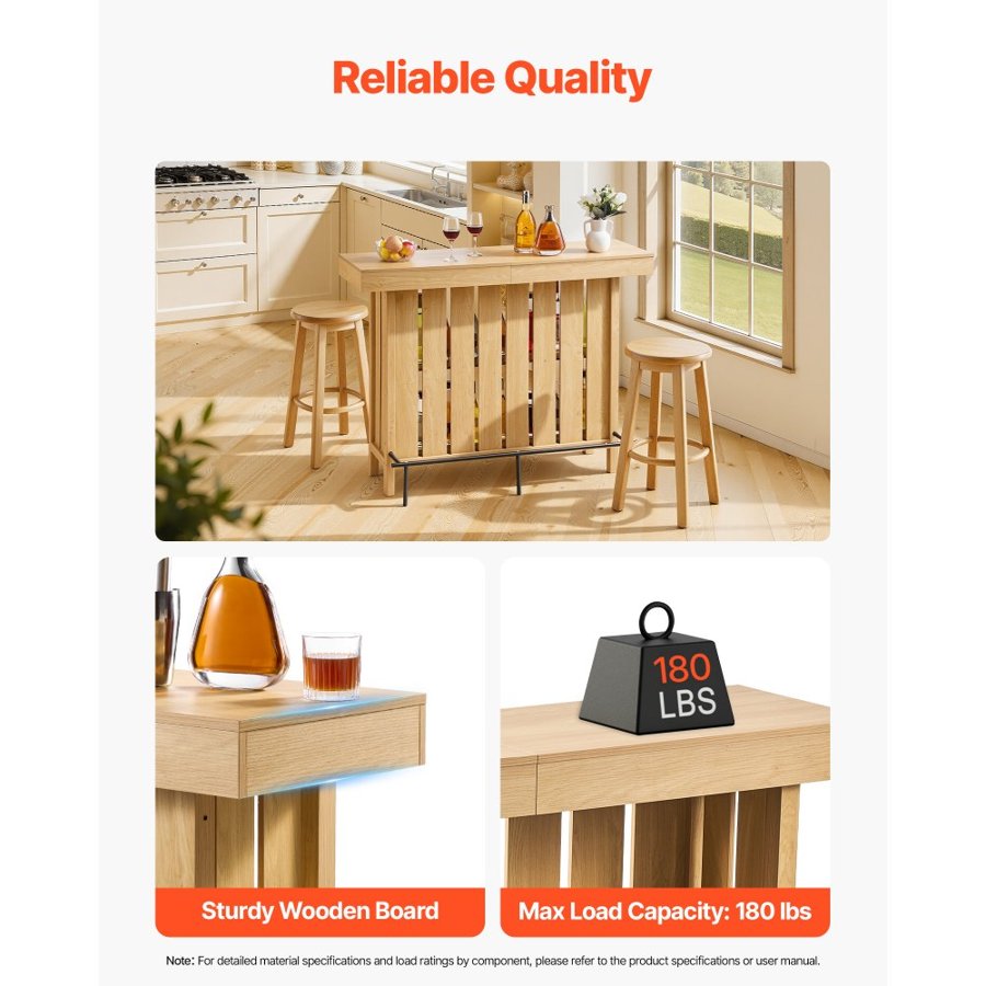 VEVOR Bar Unit for Home – 55" Straight, Footrest, Opener Box