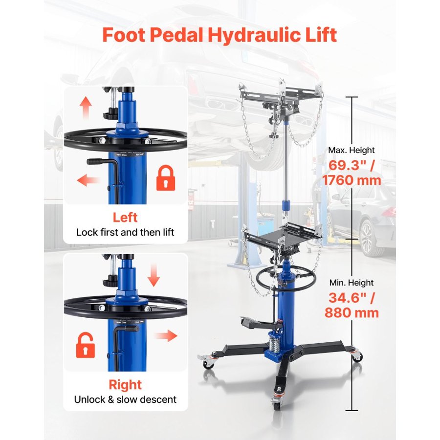 VEVOR Telescopic Transmission Jack – 1322 Lbs, 34.6–69.3 In