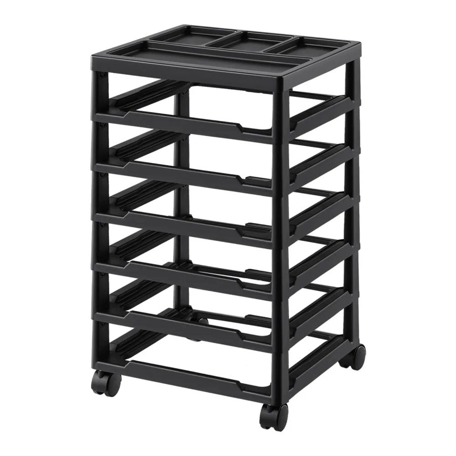 VEVOR Scrapbook Rolling Storage Cart, 6-Tier Large Capacity with Organizer Top, Black Frame with 4 Removable Wheels, PP Material Cart Only, Rolling Craft Storage for Office Arts and Crafts Supplies