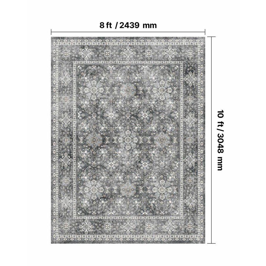 VEVOR Area Rug, 8 x 10 ft Large Washable Rug, Non-Slip and Tear-Resistant Soft Carpet, Pet & Child Friendly Vintage Area Rugs, Indoor Mat for Bedroom, Living Room, Kids Room, Entryway, Office, Gray