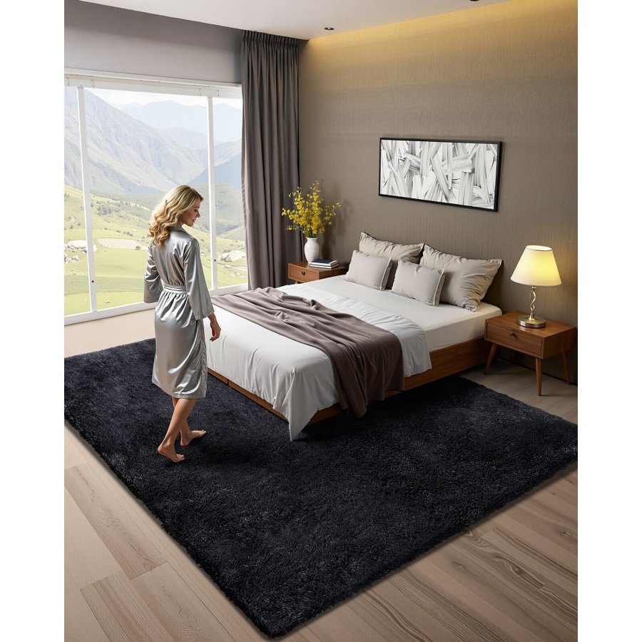 VEVOR 8 x 10 Black Area Rug – 1.38 in. / 35 mm Thick Pile