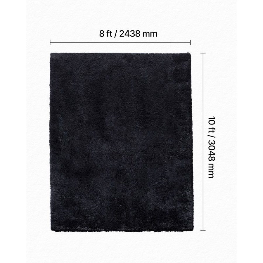 VEVOR 8 x 10 Black Area Rug – 1.38 in. / 35 mm Thick Pile