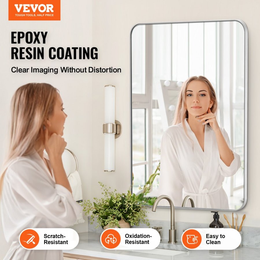 VEVOR 22x30 Mirror – 0.15-Inch Thick Glass, Aluminum