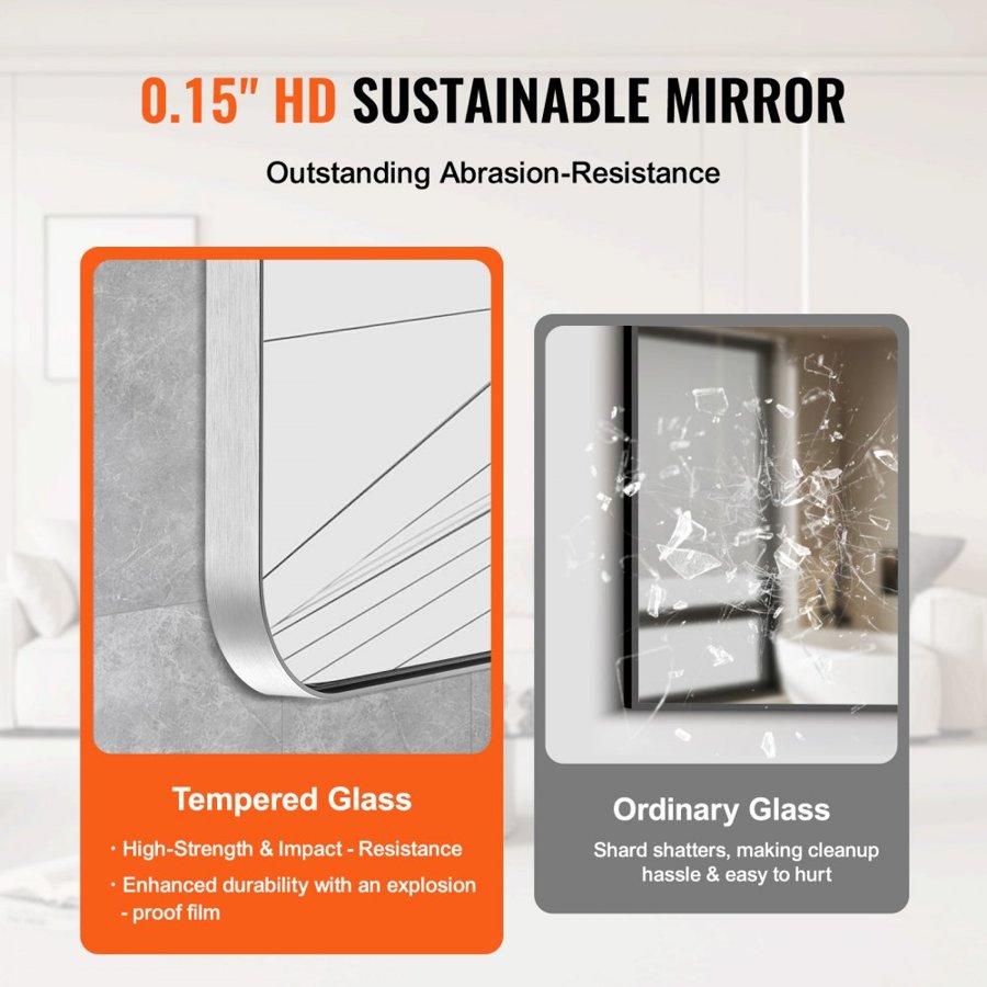 VEVOR 22x30 Mirror – 0.15-Inch Thick Glass, Aluminum