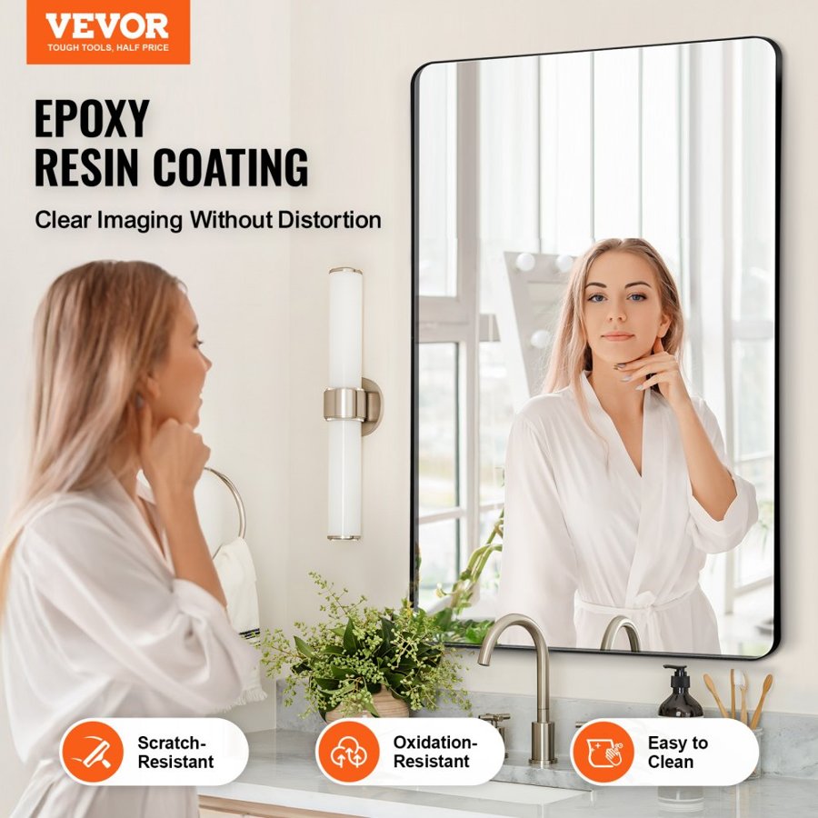 VEVOR Mirror with Aluminium Frame – 24 × 36 Wall Mount