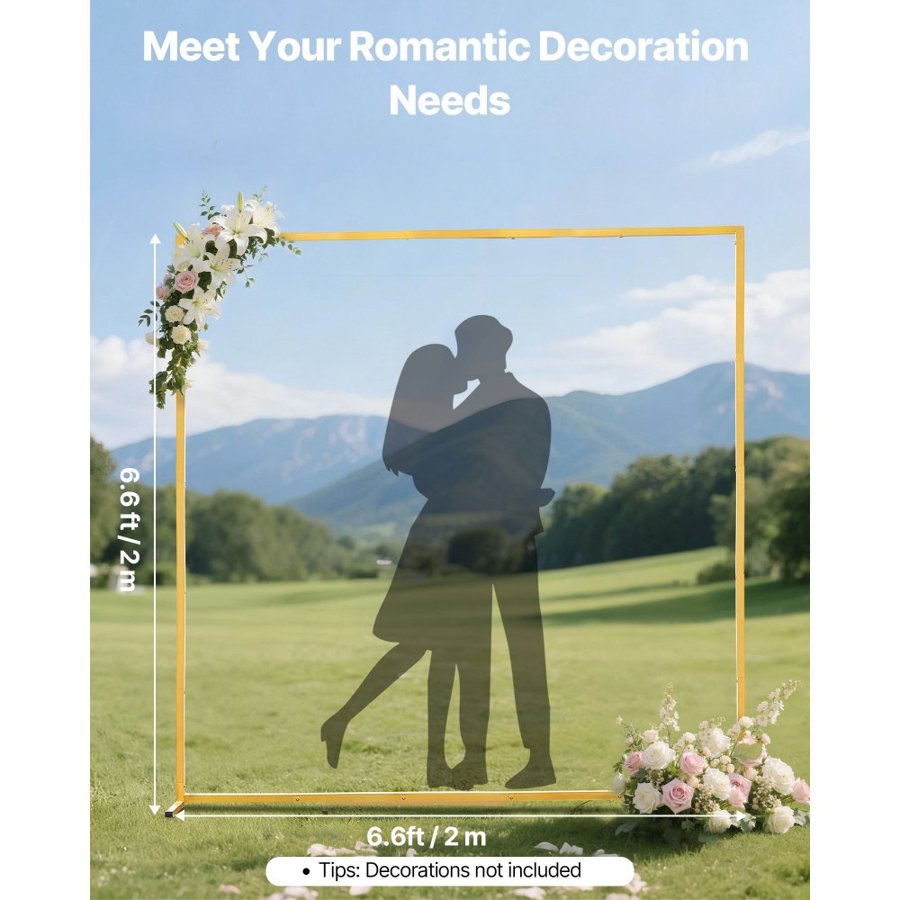 VEVOR Gold Metal Arch Backdrop – 6.6 x 6.6 FT, 0.71 x 0.71