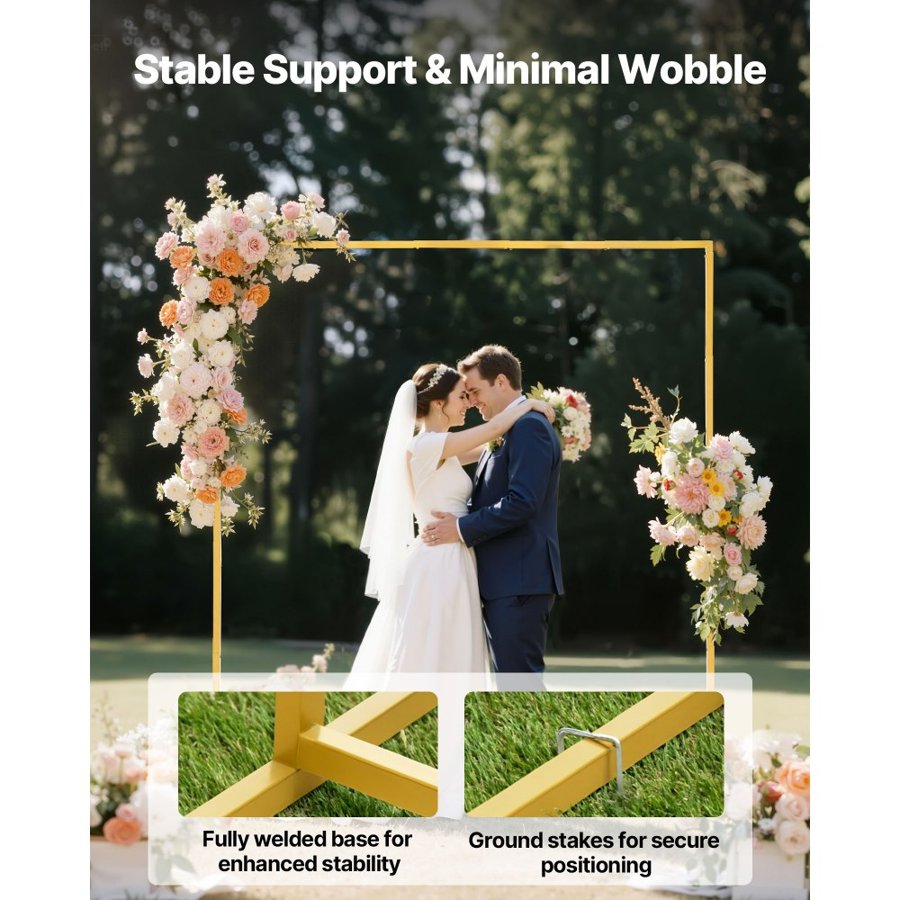 VEVOR Gold Metal Arch Backdrop – 6.6 x 6.6 FT, 0.71 x 0.71