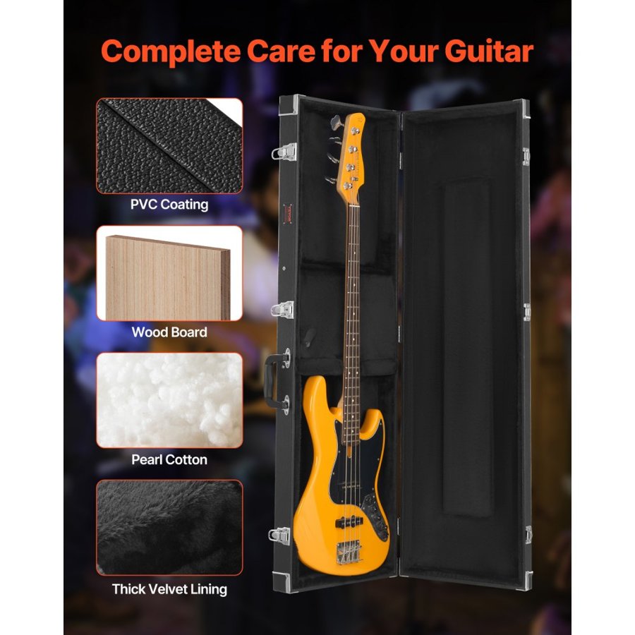 VEVOR Bass Guitar Hard Case 122 cm / 48.03in Waterproof With Lock And Key for Bass Guitar